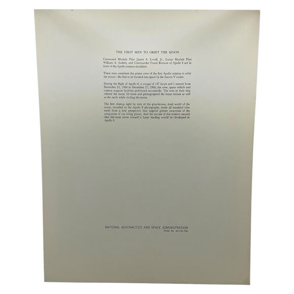 Vintage Apollo 8 NASA Astronauts Photo Lovell Anders Borman 1968 - Picture 2 of 4